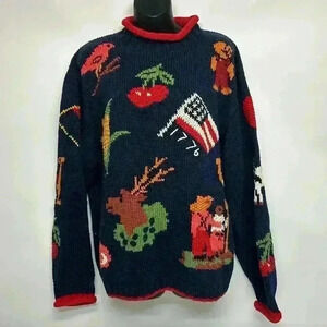 Heirlooms size large home sweet home America hand knit sweater vintage
